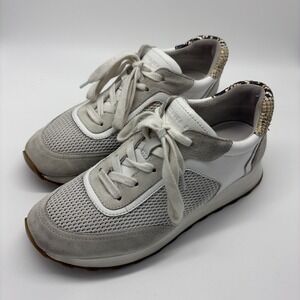 Veronica Beard Size 8 Off-white Hartley Mesh Suede sneakers Snakeskin Trim